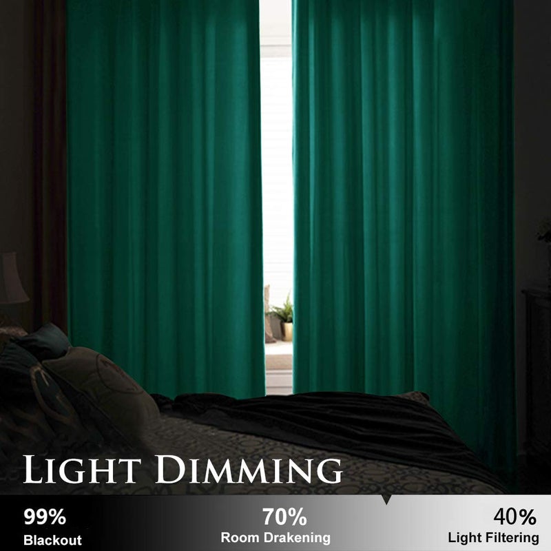 StangH Emerald Green Velvet Curtains 96 inches - Super Soft Luxury Blackout Velvet Drapes Elegant Home Decor Window Covering for Living Room/Dining Room, W52 x L96 inches, 2 Panels - Image 5